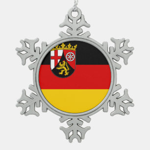 Flagge Rheinland-Pfalz Schneeflocken Zinn-Ornament