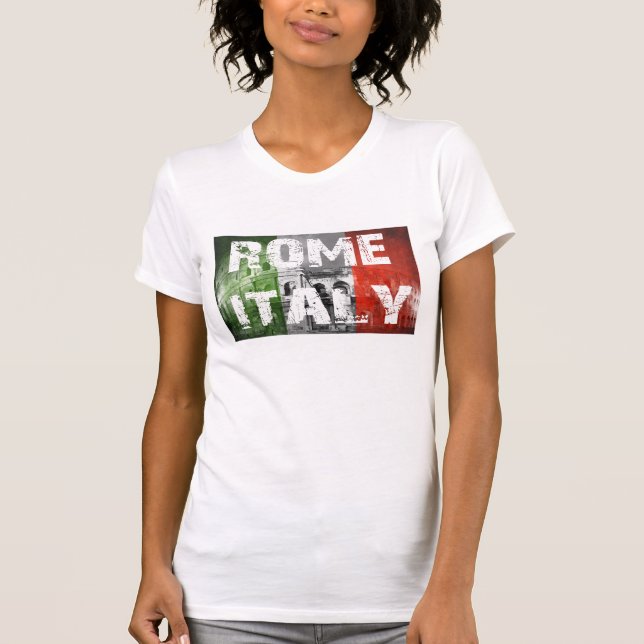 Flagge Roms Italien über Kolosseum T-Shirt (Vorderseite)