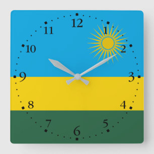 Flagge Ruandas Quadratische Wanduhr