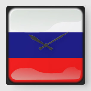 Flagge Russlands Quadratische Wanduhr