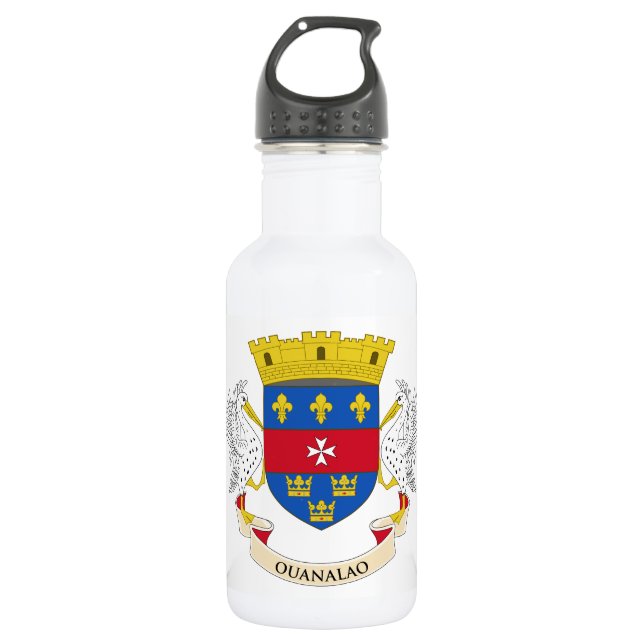 Flagge Saint Barthélemy Edelstahlflasche (Vorderseite)