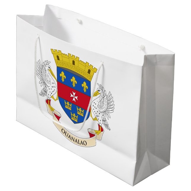 Flagge Saint Barthélemy Große Geschenktüte (Vorderseite Schrägansicht)