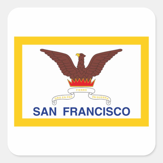 Flagge San Francisco Quadratischer Aufkleber (Vorderseite)