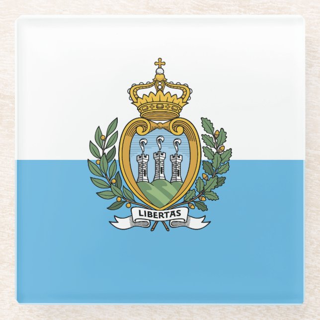 Flagge San Marino Glasuntersetzer (Vorderseite)