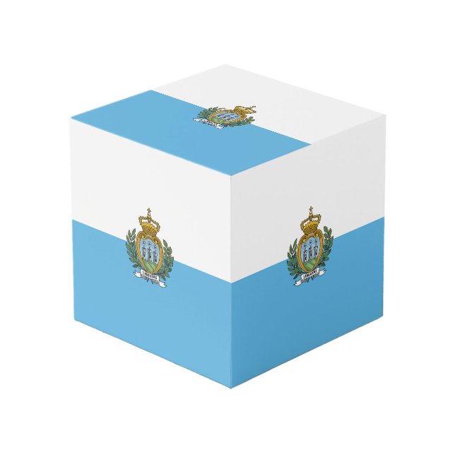 Flagge San Marino Würfel (Vorderseite Schrägansicht)