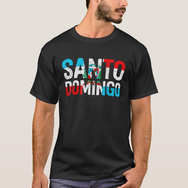Flagge Santo Domingo Dominikanische Republik T-Shirt (Vorderseite)