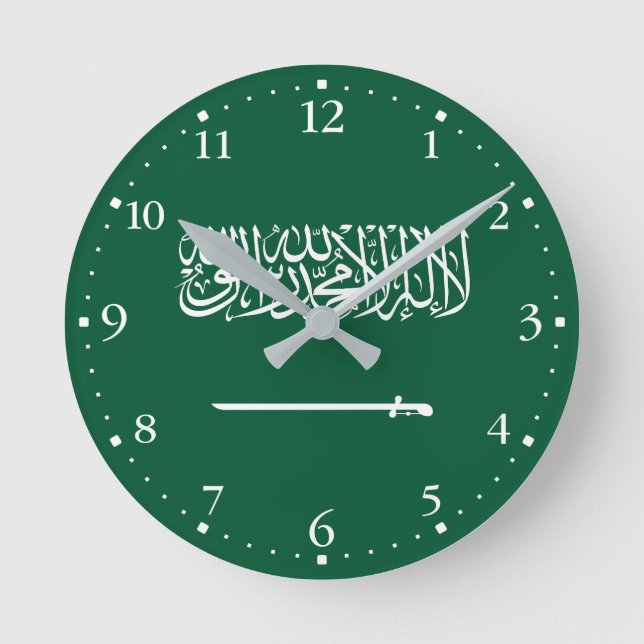 Flagge Saudi-Arabiens Runde Wanduhr (Vorderseite)