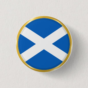 Flagge Schottlands im goldenen Kreis Button