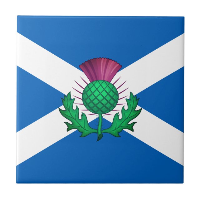 Flagge Schottlands mit Thistle überlagert Fliese (Vorderseite)