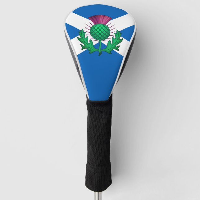 Flagge Schottlands mit Thistle überlagert Golf Headcover (Vorderseite)