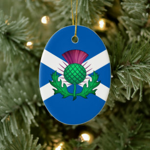 Flagge Schottlands mit Thistle überlagert Keramik Ornament