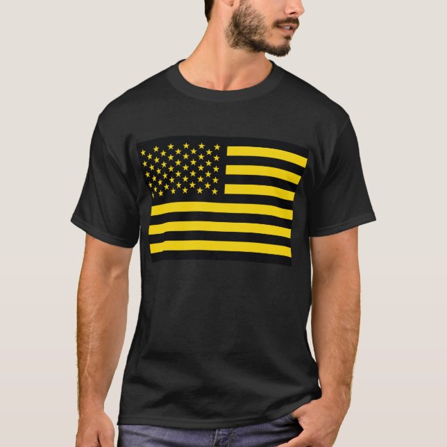 Flagge-schwarzes Gelb T-Shirt (Vorderseite)