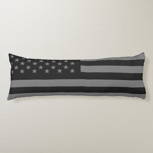 Flagge-schwarzes Grau Seitenschläferkissen (Vorderseite)