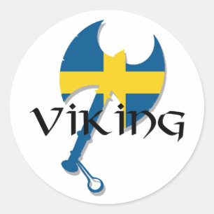 Flagge Schwede-Vikings Schweden Axt Runder Aufkleber