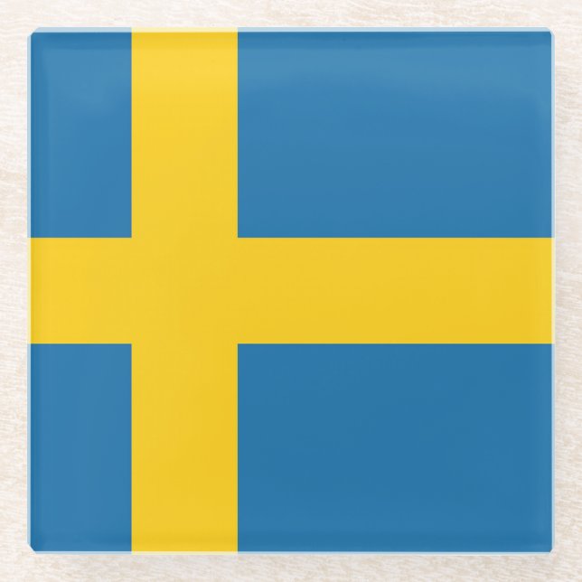 Flagge Schweden Glasuntersetzer (Vorderseite)