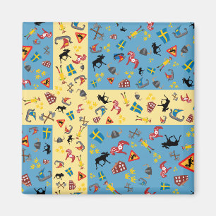 Flagge Schwedens mit Kultursymbolmagnet Magnet