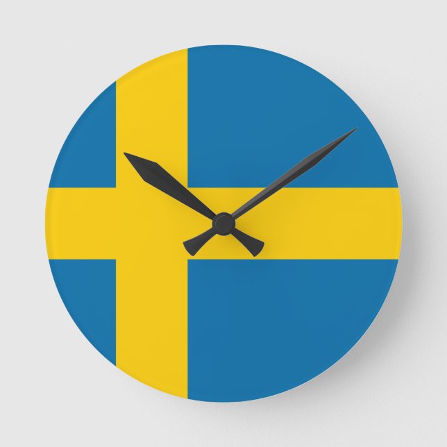 Flagge Schwedens Runde Wanduhr (Vorderseite)