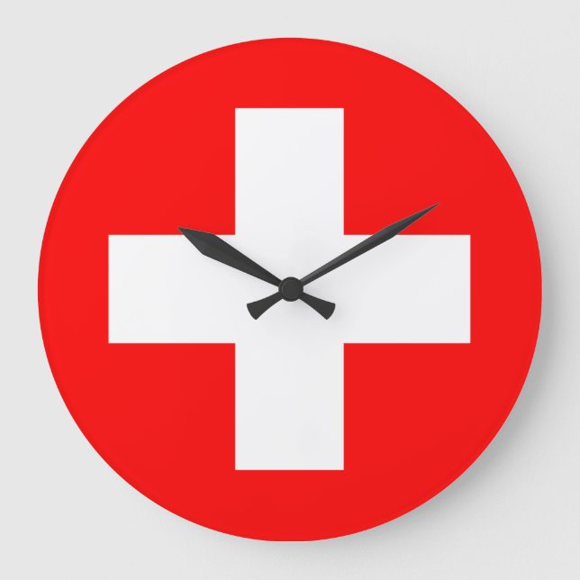 Flagge Schweiz (Schweiz) Große Wanduhr (Vorderseite)