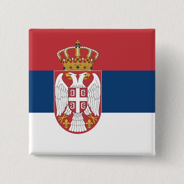 Flagge Serbien Button (Vorderseite)