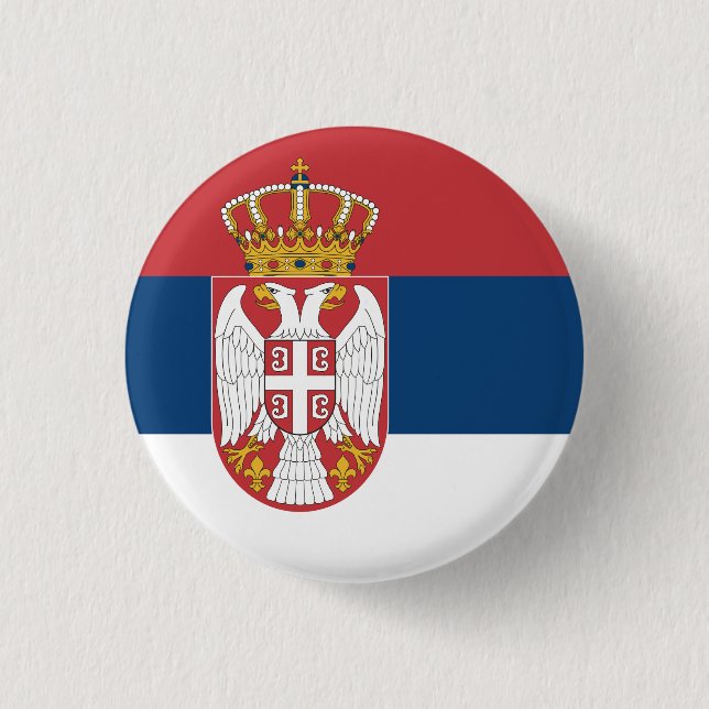 Flagge Serbiens Button (Vorderseite)
