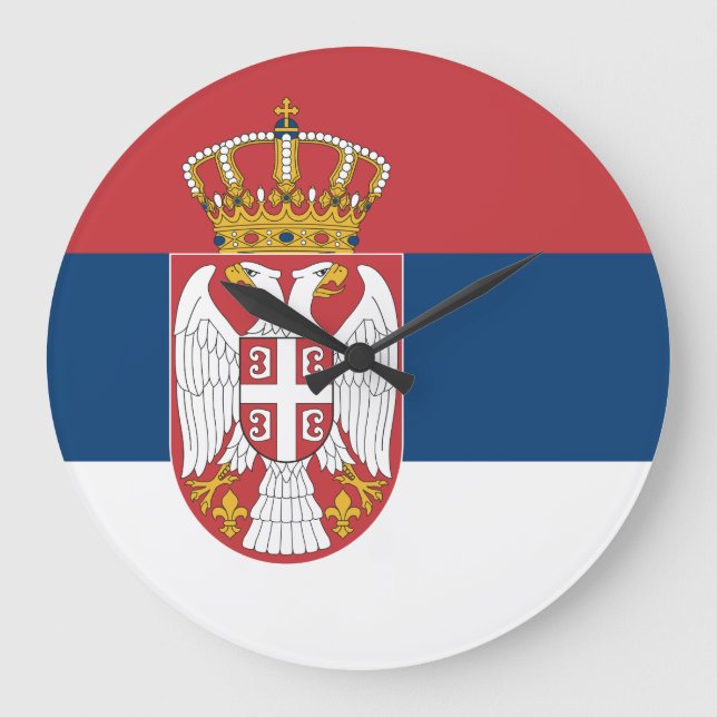 Flagge Serbiens Große Wanduhr (Vorderseite)