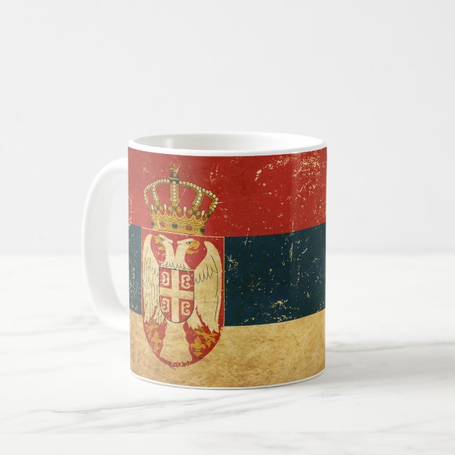 Flagge Serbiens Kaffeetasse (Vorderseite Links)