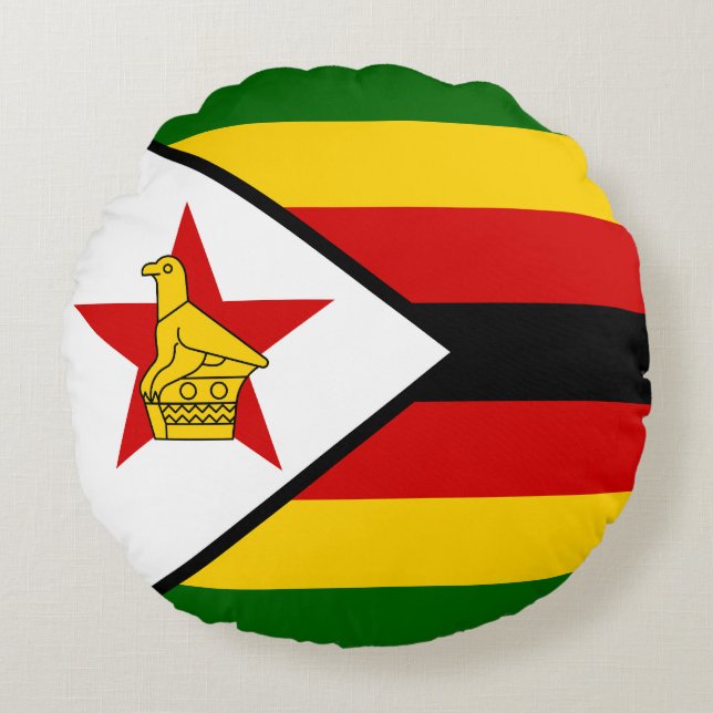 Flagge Simbabwes Rundes Kissen (Vorderseite)