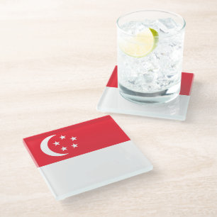 Flagge Singapurs Glasuntersetzer