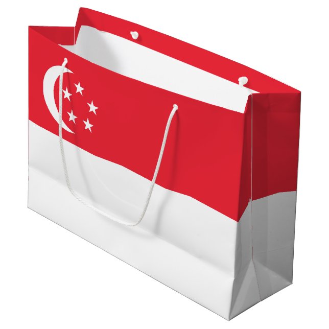 Flagge Singapurs Große Geschenktüte (Vorderseite Schrägansicht)