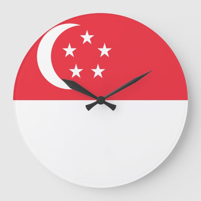 Flagge Singapurs Große Wanduhr (Vorderseite)