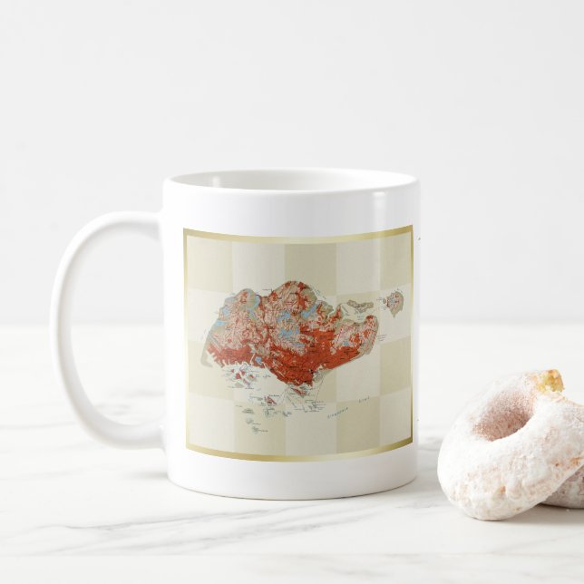 Flagge Singapurs + Karte Tasse (Mit Donut)