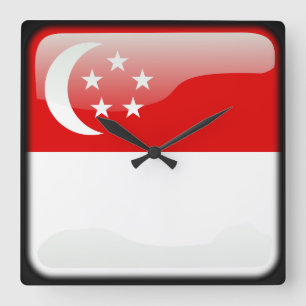 Flagge Singapurs Quadratische Wanduhr