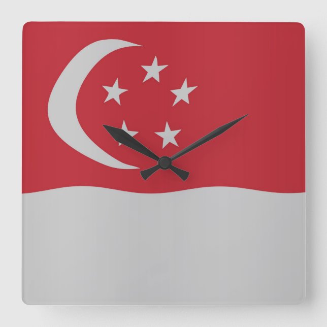 Flagge Singapurs Quadratische Wanduhr (Vorderseite)