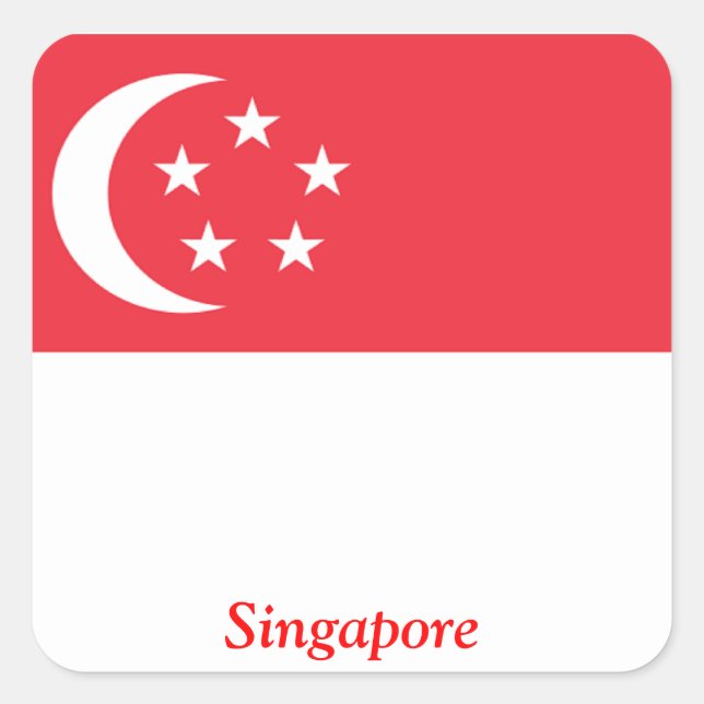 Flagge Singapurs Quadratischer Aufkleber (Vorderseite)