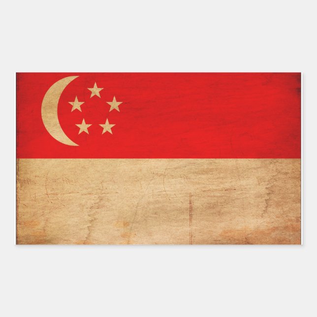 Flagge Singapurs Rechteckiger Aufkleber (Vorderseite)