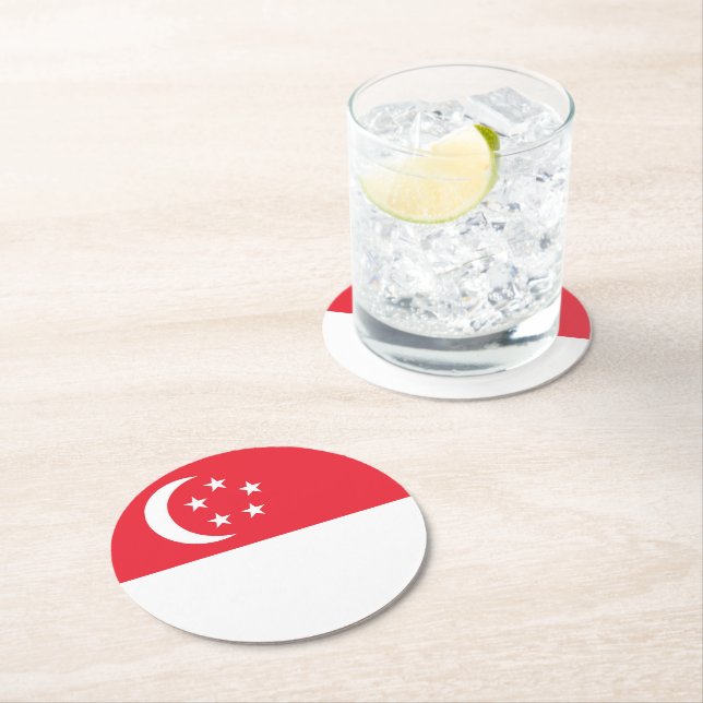 Flagge Singapurs Runder Pappuntersetzer (Vor Ort)