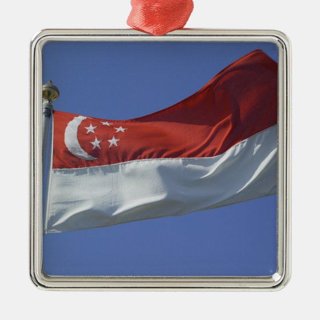 Flagge Singapurs Silbernes Ornament (Vorne)