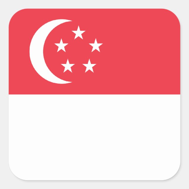 Flagge Singapurs/Singapurs Quadratischer Aufkleber (Vorderseite)