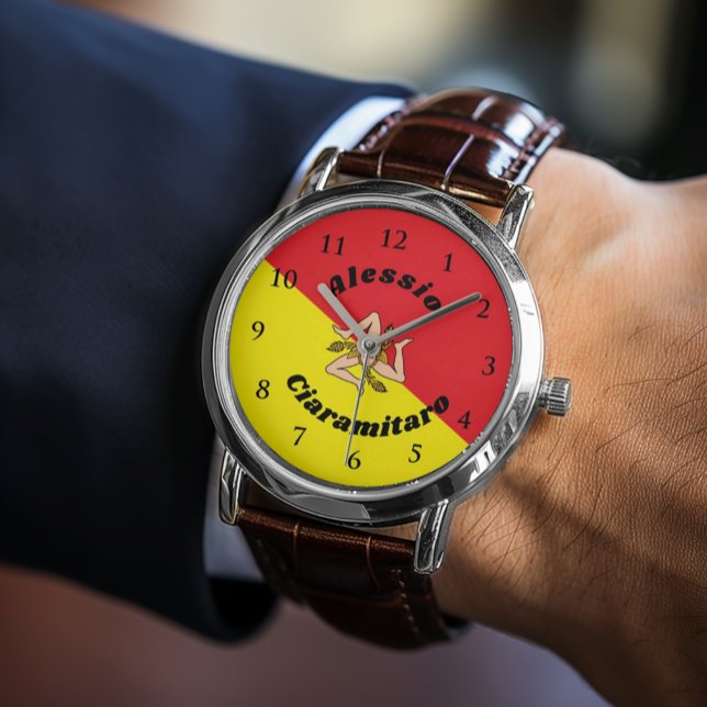Flagge Sizilianischer Flagge Trinacria Personalisi Armbanduhr (Flag of Sicily Sicilian Flag Trinacria Watch
Orologio Con Bandiera Siciliana)