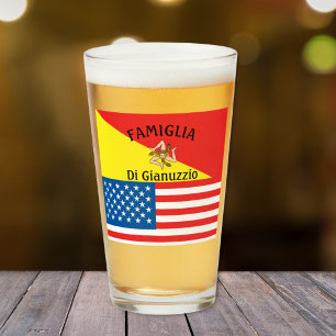 Flagge Siziliens Amerikanische Flagge Glas