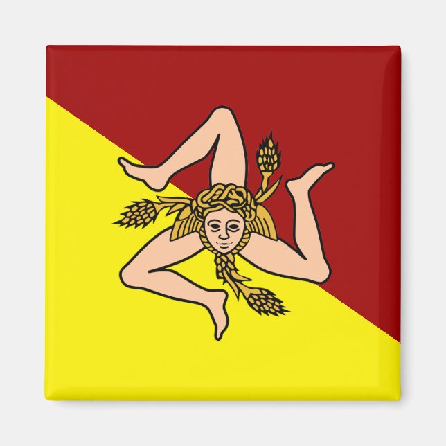 Flagge Siziliens (Italien) Magnet (Vorne)