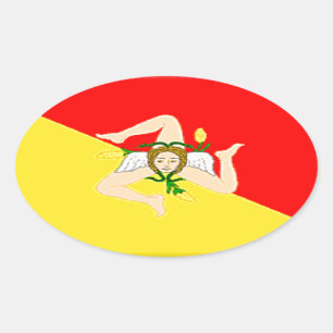 Flagge Siziliens (Italien) Ovaler Aufkleber