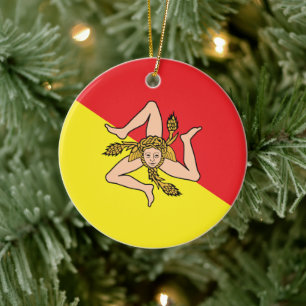 Flagge Siziliens - Sizilianisch  Keramik Ornament