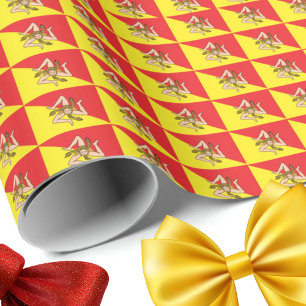 Flagge Siziliens Wiederholungsdruck Trinacria  Geschenkpapier