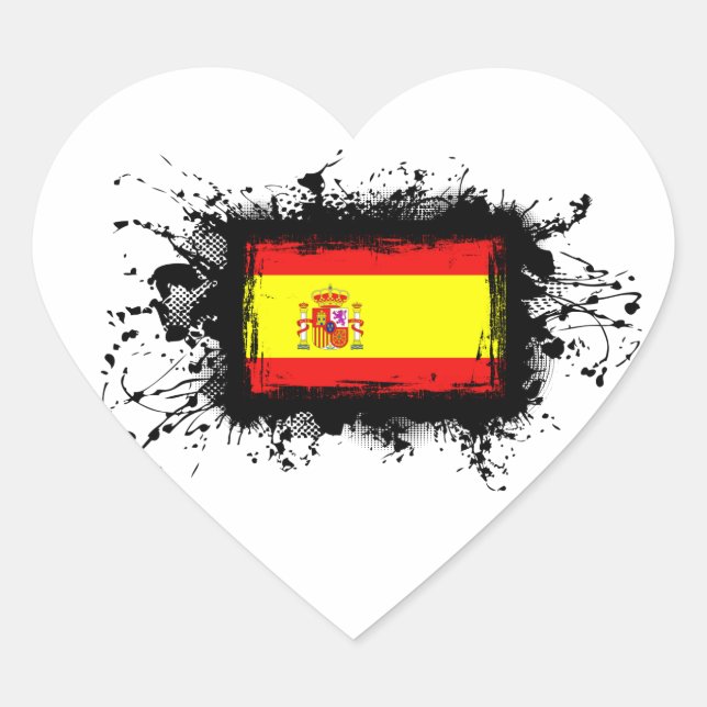 Flagge Spaniens Herz-Aufkleber (Vorderseite)