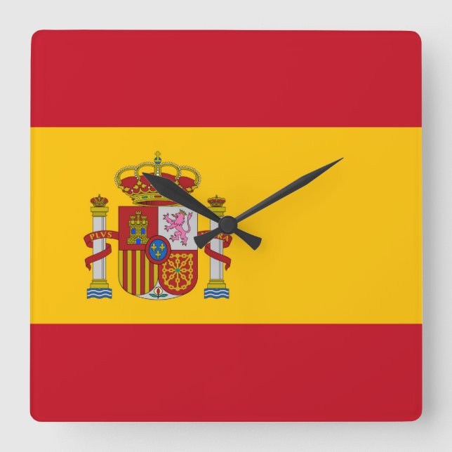 Flagge Spaniens Quadratische Wanduhr (Vorderseite)