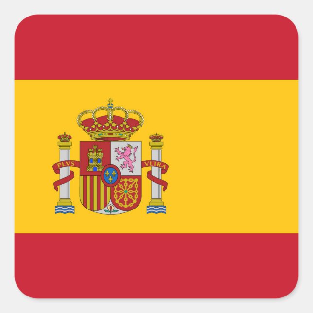 Flagge Spaniens Quadratischer Aufkleber (Vorderseite)