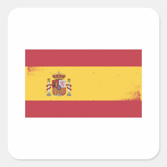 Flagge Spaniens Quadratischer Aufkleber (Vorderseite)