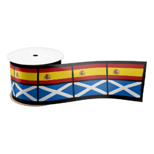 Flagge Spaniens und Schottlands Satinband