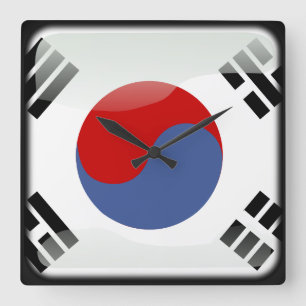 Flagge Südkoreas Quadratische Wanduhr